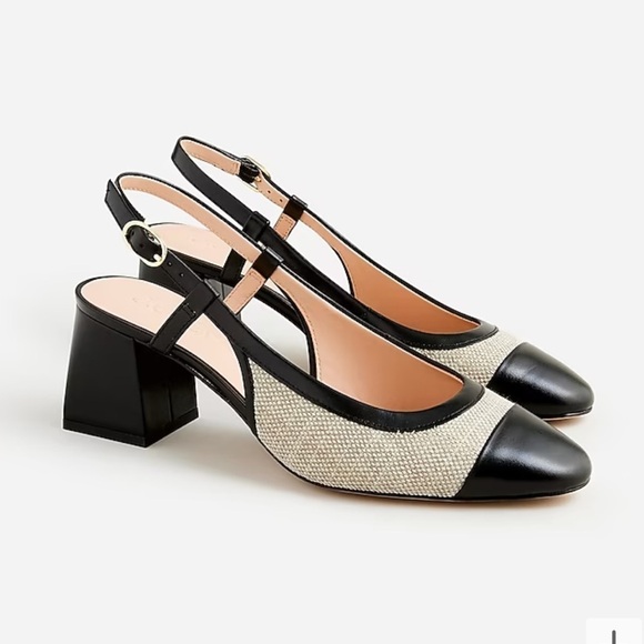 J Crew Layne cap toe heels in Spanish canvas BX885 - Picture 1 of 5